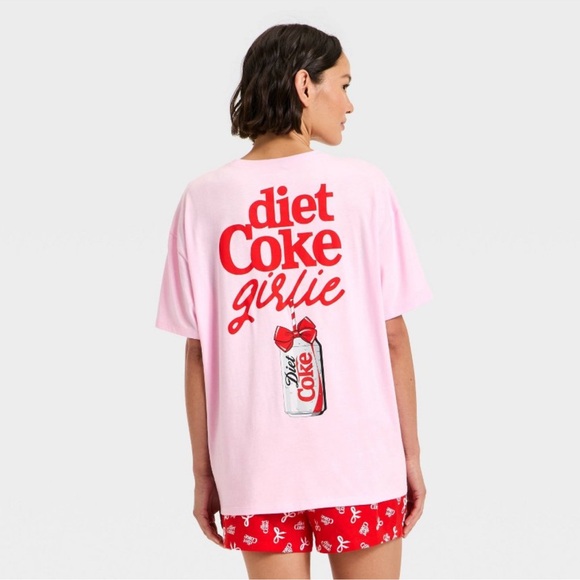 Women's Diet Coke Bow Girlie Graphic Sleep
Pajama Set - Pink XXL - Picture 4 of 5